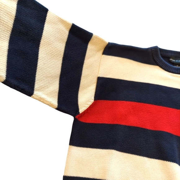 Croft & Barrow Sweater Pullover Long Sleeve Red/White/Navy Stripes Size M - Picture 3 of 9